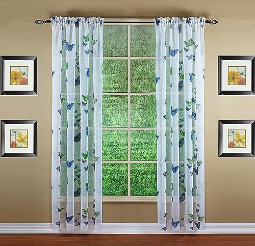Panel De Cortina Semitransparente Mariposas, 135 X 213 Cm
