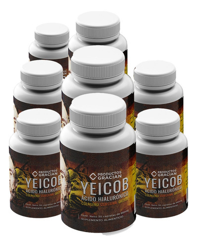 Kit De 8 Frascos De Ácido Hialurónico Yeicob- 30 Tabs Sabor Sin Sabor