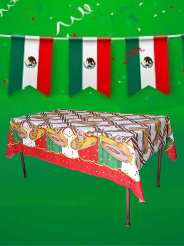 Mantel Rectangular Sombrero Mexicano Fiesta Patria 2mx1.5m