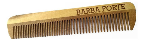 Peineta para barba Strong Elite de madera hecha a mano de 14 cm, ref. Pt004, color marrón claro