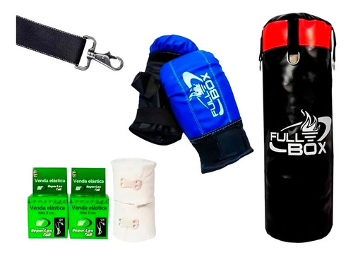 Imagen 3 de 3 de Bolsa Boxeo Lona Camion +guantin+vendas+cadenas+soporte Df