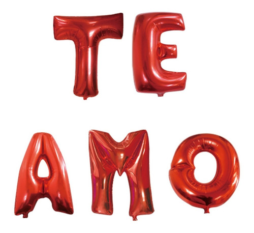 Globos Set Te Amo Rojo Metalizados San Valentin 40cm 16´