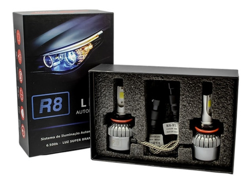 Imagem 3 de 4 de Kit Super Led Lâmpada Farol H4 Bi-led R8 6500k C/ Cooler