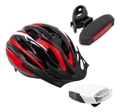 Kit Casco Y Luces De Seguridad Marca Windsor Color Rojo Talla Unitalla