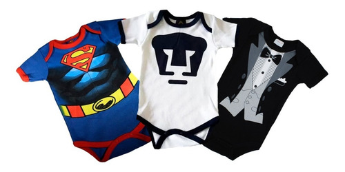 Imagen 2 de 9 de Pañalero Ropa Bebe Pumas Futbol Smoking Batman Set 3 Pzs