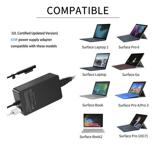 Upgraded Version Surface Pro Charger 65w For Surface Pro 3/4