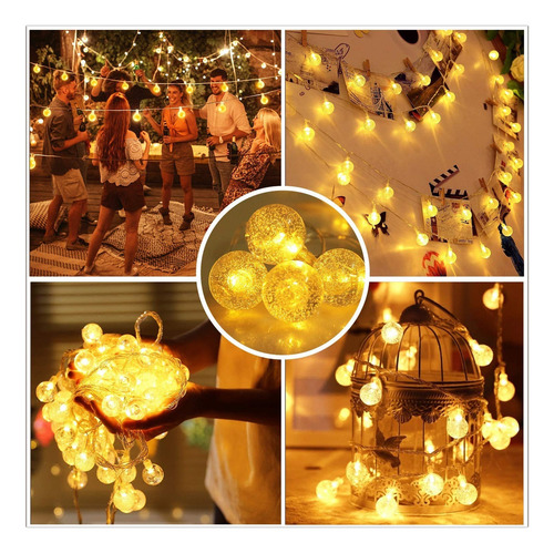Guirnaldas De Luces Led Exterior, 10m 100 Focos Led,8 Modos