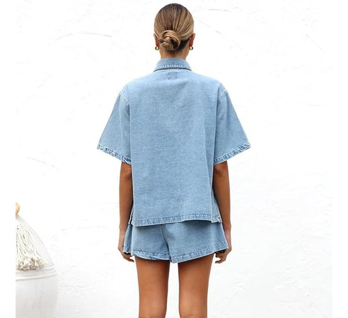 H Conjunto Jeans Feminino De Verão Com 2 Peças