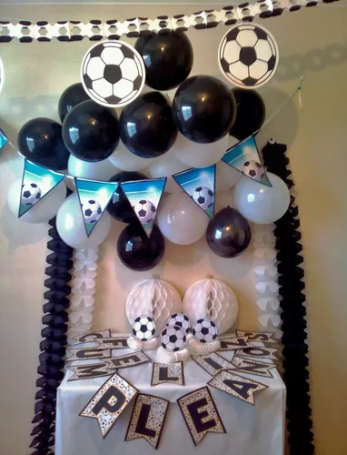 Cumpleaños Fútbol Premium: Decoración 33 Piezas Blanco/negro