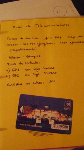 Tarjeta Telefo Coleccion Telecom Museo Telecomunicaciones U1 (Usado)