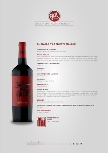Vino El Diablo Y La Muerte Malbec De Viña Las Perdices