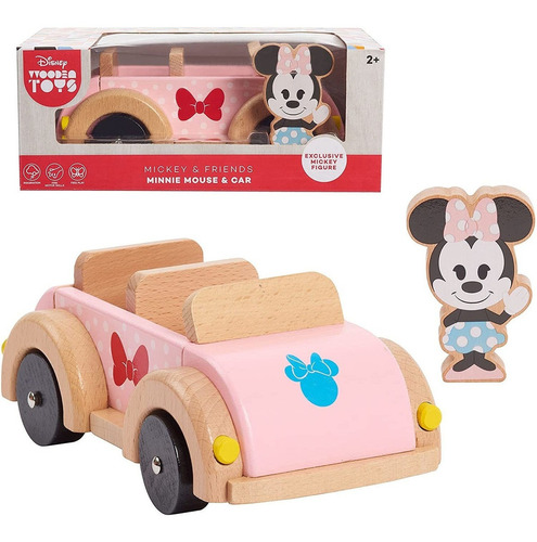 Disney Wooden Toys Minnie Mouse Figura Y Vehículo Excl...