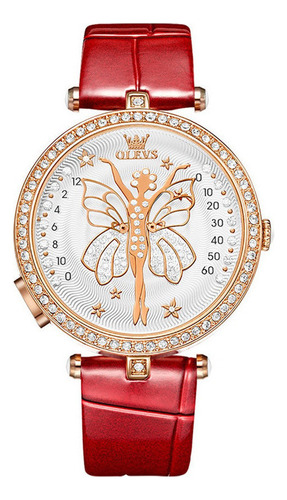 Relojes De Cuarzo De Moda Olevs Diamond Leather