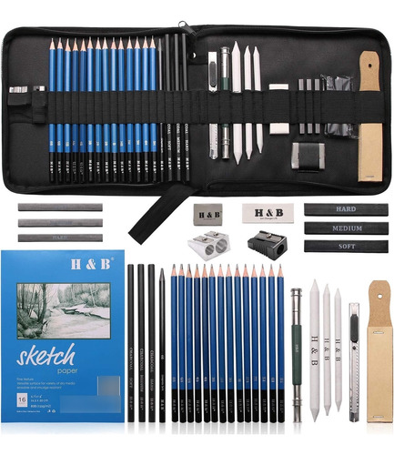 Kit De Lapices Dibujo Tecnico Profesional Grafito 35 Piezas