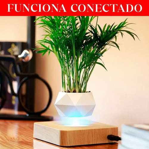 Maceta Flotante Levitación Giratoria Magnética Decoracion Blanco Liso