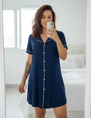 Camisola Feminina Maternidade Pós Cirurgia Com Botões Abrem