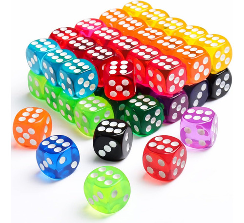 50 Piezas De Dados De Colores, Dados De 6 Caras Para Jueg...