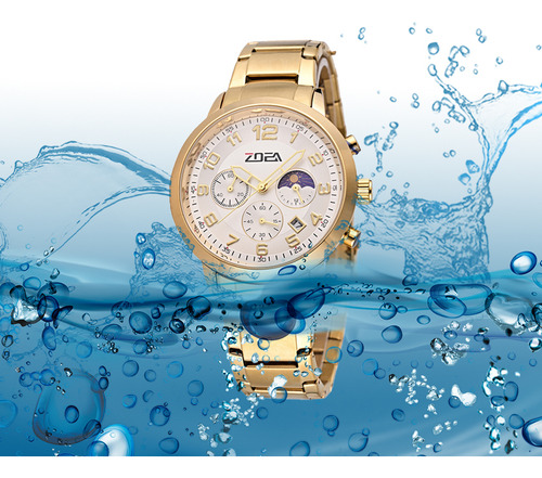Reloj Zoea Ez8059-j Hombre Acero Dorado Resistente Al Agua