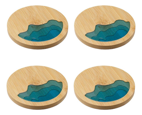 Wdonay Set Of 4 Redondos De Resina De Madera De Madera Propi
