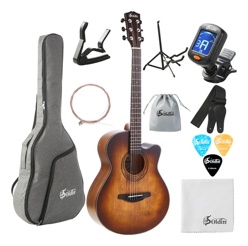 Soldin Guitarra Acstica De 40 Pulgadas De Alta Calidad, Kit