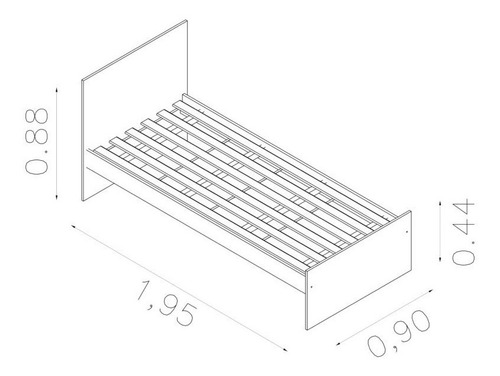 Imagen 4 de 5 de Cama 1 Plaza 80 Cm Melamina Simple Economica Sin Carro 1701+
