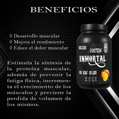 Inmortal Cla+carnitina + Bcaas + Glutamina 1kg 100 C/u Servs Uva / Mango