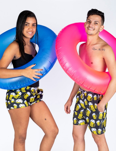 Bermuda Masculina + Short Feminino Casal Praia Verão 2020