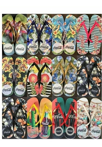 Kit C/10 Rasteirinha Chinelo Feminino Coca Cola Atacado