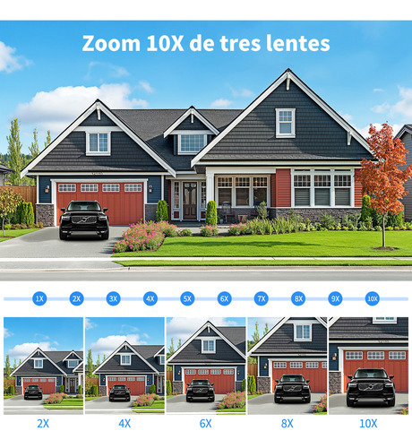 2nlf 12mp Cámara De Seguridad Exterior WiFi Inalambricas 3 Lentes 3 Pantallas Zoom Digital 10x Audio Bidireccional