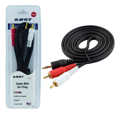 Cable Rca 2x1 Plug Estereo De 1.5 Metros Marca Rst