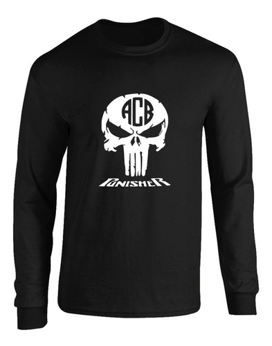 Camibuso The Punisher Negro Camiseta Manga Larga