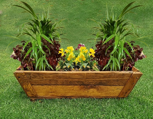 Imagen 2 de 7 de Maceta De Madera Tipo Jardinera De 70 Cm De Largo Color Roble