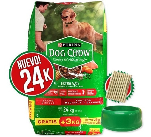 Comida Dog Chow Perro Adulto 24 Kgs, Regalos Y Envío Gratis*