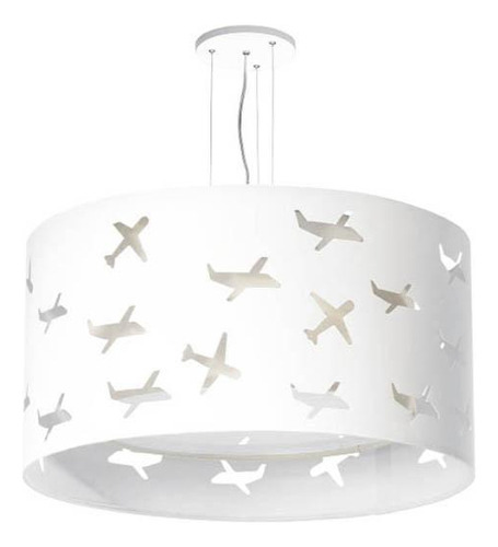 Lustre Infantil Tom Luz Pendente Aviões Duplo Branco 30x16cm