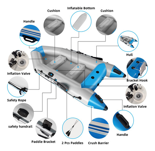 Bote Kayak Pesca Inflable 10 Pies Con Remos Y Bolsa.