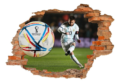 Vinilo Calco Sticker 3d Pared Rota Argentina Campeon Messi