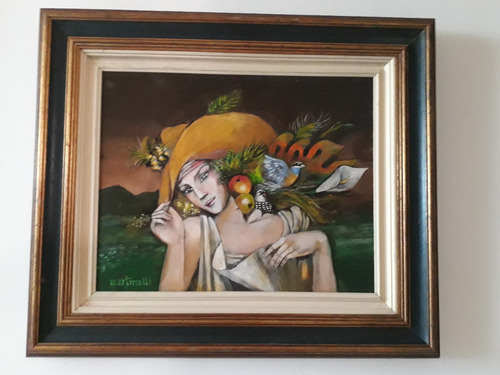 374- Sérgio Martinolli. Ose. 71x61 Cm = Mulher Com Chapéu (Usado)
