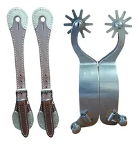 Comprar Par De Esporas Inox Rédeas Cão Longa + Correias De Couro 