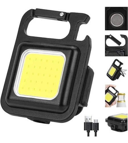 Linterna Led Cob Recargable Usb Llavero Iman Camping Pesca 