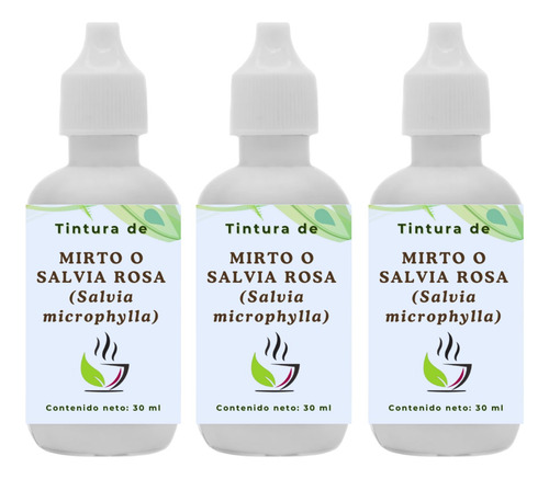 Pack 3 Té De Mirto O Salvia Rosa En Gotas 30 Ml