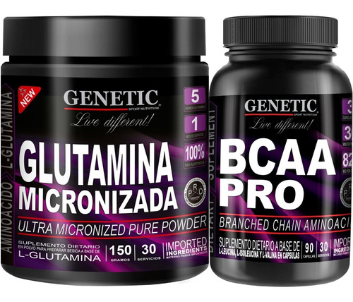 Desarrollo Muscular Amino Bcaa Glutamina Micronizada Genetic