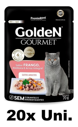 Sachê Golden Gourmet Gatos Adultos Frango 70g - 20 Uni.