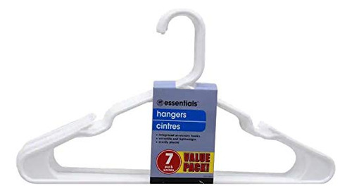 Perchas De Plástico Blanco Essentials Para Adultos, 7 Percha