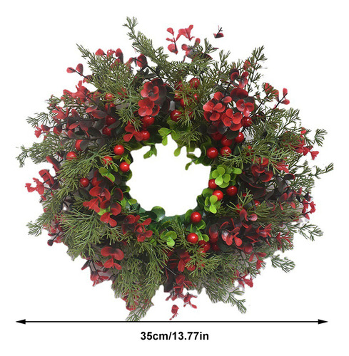 Corona De Navidad Con Frutos Rojos Artificiales