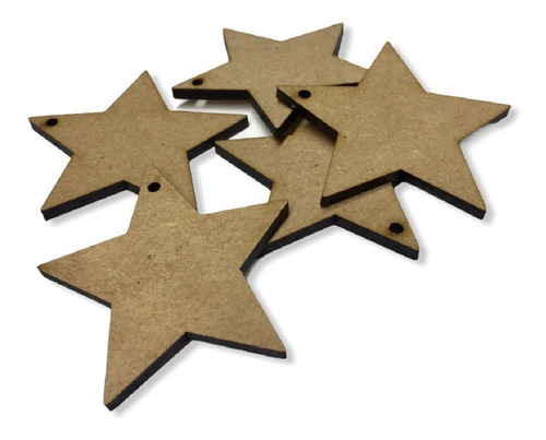 100 Estrellas Mdf 5cm Con Agujerito Llaveros Colgantes Etc