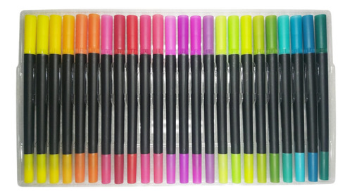 Set X 48 Marcadores Doble Punta Brush Pincel Microfibra