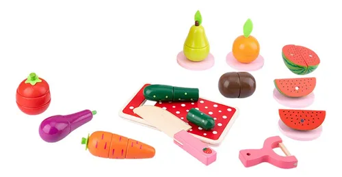 Set De 28 Piezas De Frutas Y Verduras De Juguete Para Cortar, Con Delantal Y Gorro De Chef – Ideal Para Cocinitas Infantiles Desde 3 Años