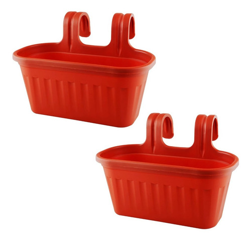Imagen 2 de 2 de Pack 2 Maceteros Jardinera Colgante Para Balcón 39 Cm