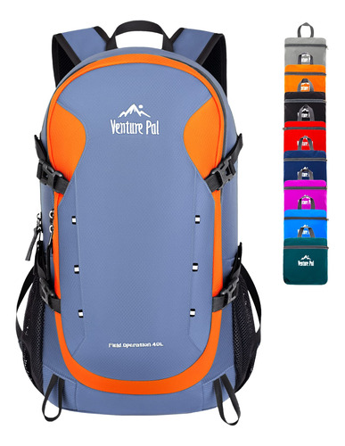 Mochila Plegable De Tela De Nailon Para Camping Gris Naranja