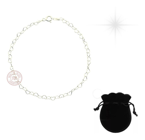 Pulsera Corazones Entrelazados Plata Fina 925 Con Bolsita 